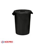 Poubelle Noire avec Couvercle 80L