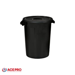 Poubelle Noire avec Couvercle 80L