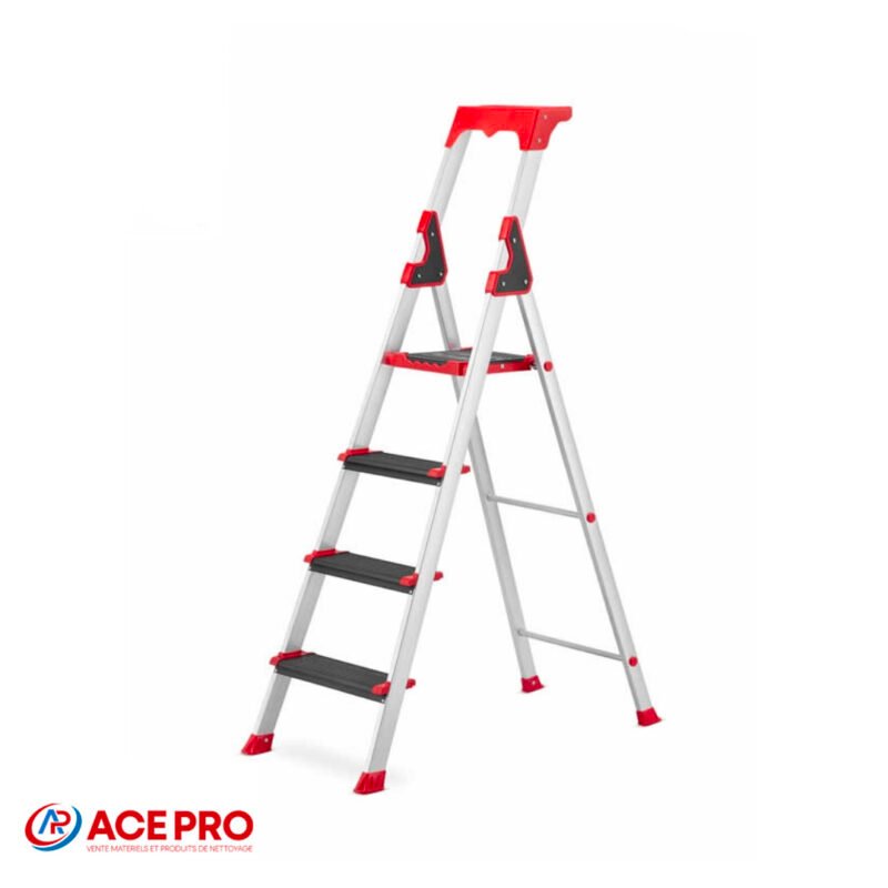 Escabeau aluminium professionnel 4 marches compact et robuste