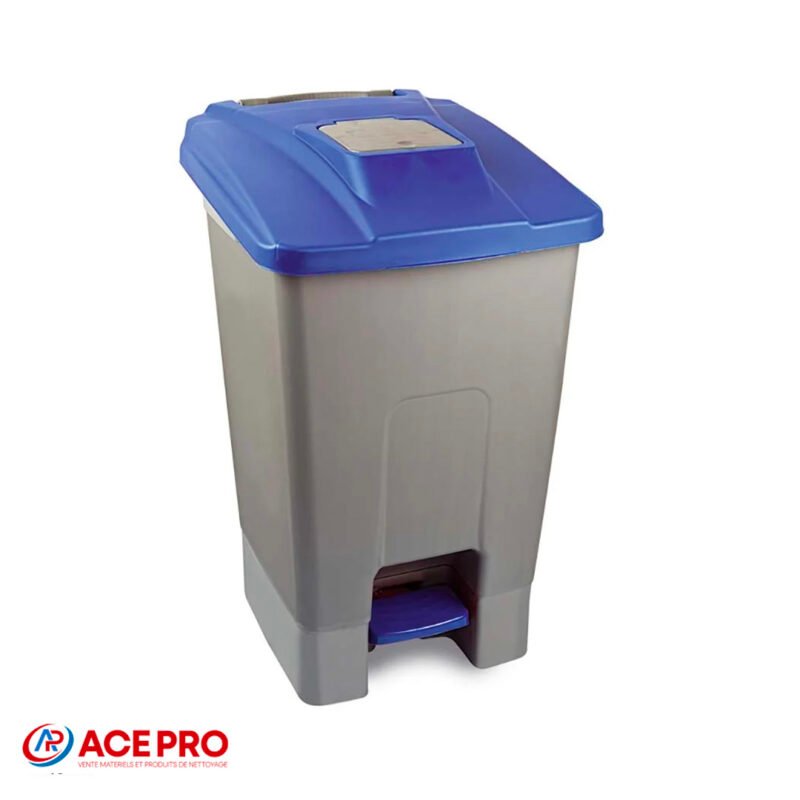 Poubelle à Pédale Bleue avec Roues 100L