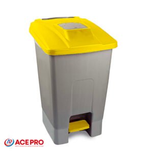 Poubelle à Pédale Jaune avec Roues 100L