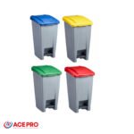 Poubelle plastique mobile à pédale HACCP 50L