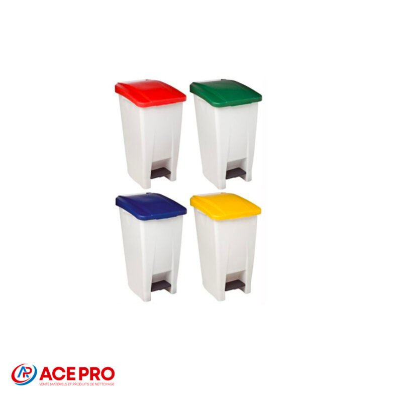 Poubelle plastique mobile à pédale HACCP 60L